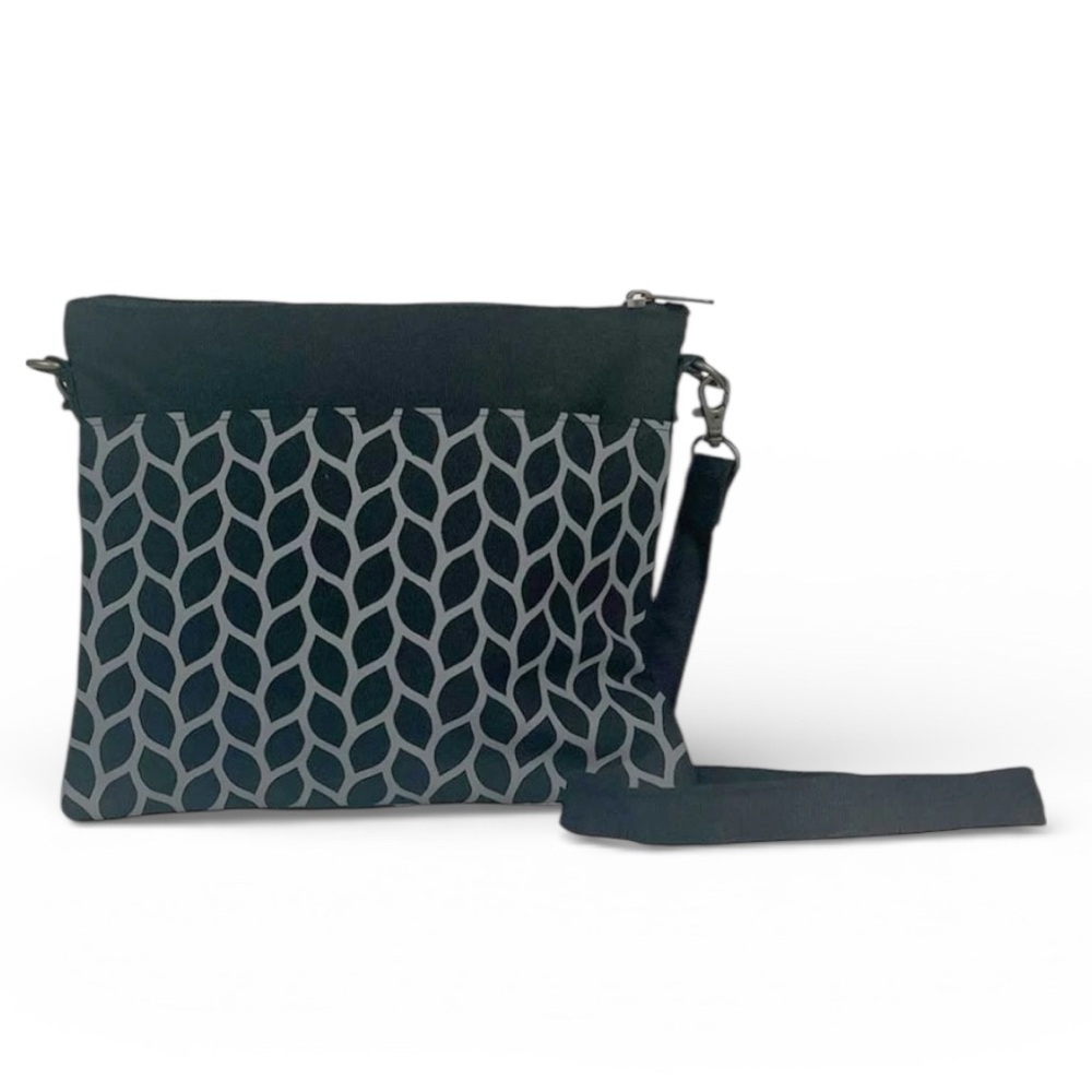 Malia Designs Cotton Canvas Screen Print Crossbody Bag in Black and Gray